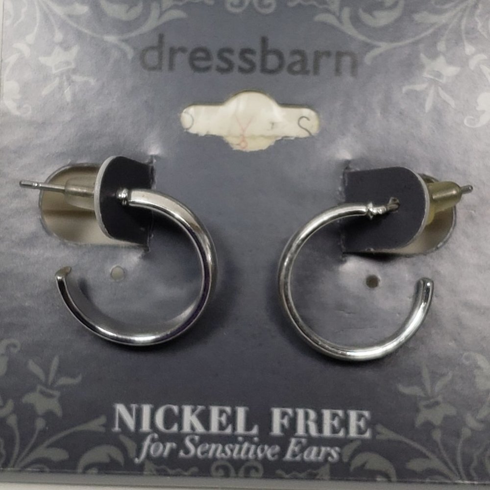 Silver Small Open Hoop Earrings - 0.6-in - Women's Fashion Jewelry - Picture 3 of 7
